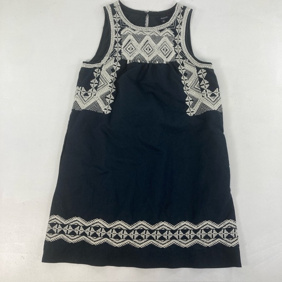 Madewell Stitchtake Dress XS Navy Blue Western Linen Blend Embroidered Sleeveles - Picture 11 of 15